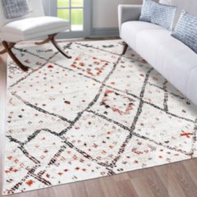 Tapis berbère 240x340 tissé motifs tribaux MORYLA crème