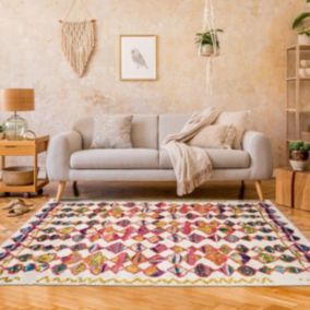 Tapis berbère 60x110 tissé motifs tribaux BERBAL A multicolore