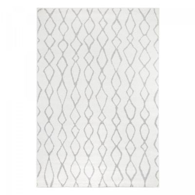 Tapis berbère tissé motif ethnic BALANIO, écru, gris