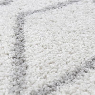 Tapis berbère tissé motif ethnic BALANIO, écru, gris