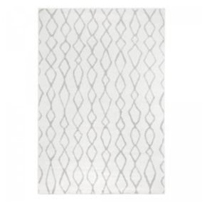 Tapis berbère tissé motif ethnic BALANIO, écru, gris