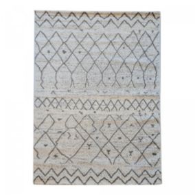 Tapis berbère tissé motif ethnic ESSAOUER, beige, noir