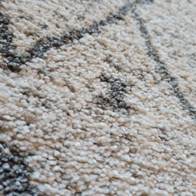 Tapis berbère tissé motif ethnic ESSAOUER, beige, noir