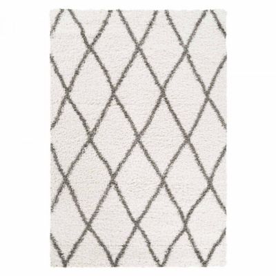 Tapis berbère tissé motif ethnic LYN4 BENYLE A, crème, gris foncé
