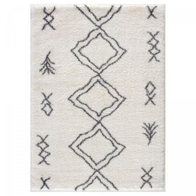 Tapis berbère tissé motif ethnic LYN4 DOUX 3, crème, gris foncé