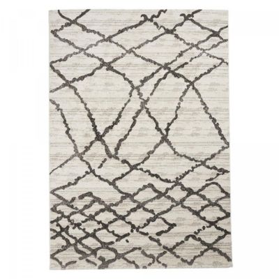 Tapis berbère tissé motif ethnic NALIFO, blanc