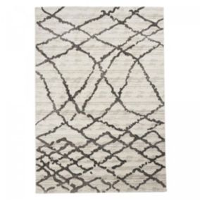Tapis berbère tissé motif ethnic NALIFO, blanc
