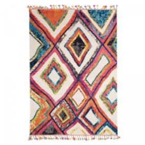 Tapis berbère tissé motif ethnic OURIKA 1, violet