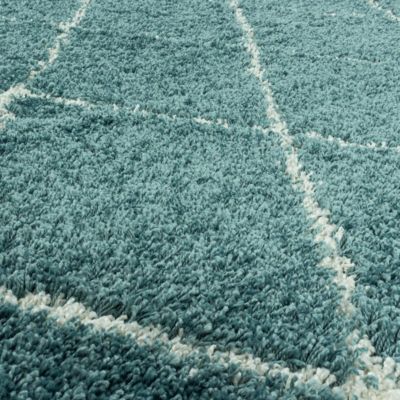 Tapis berbère tissé motif losange SHAGGY A, Bleu