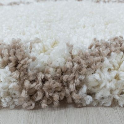 Tapis berbère tissé motif losange SHAGGY A, Crème