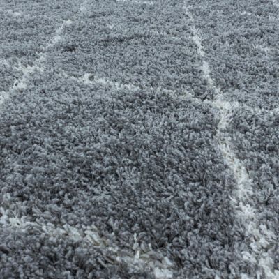 Tapis berbère tissé motif losange SHAGGY A, Gris