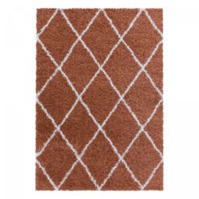 Tapis berbère tissé motif losange SHAGGY A, Terra