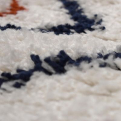 Tapis berbère tissé motifs ethno-chic EFAL-D, écru, rouge, jaune