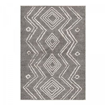Tapis berbère tissé motifs ethno-chic NAXTAZ 3, noir, écru