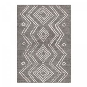 Tapis berbère tissé motifs ethno-chic NAXTAZ 3, noir, écru