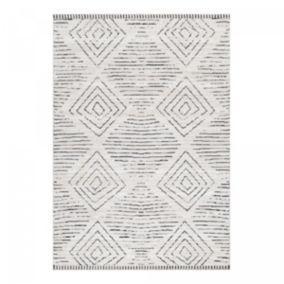 Tapis berbère tissé motifs ethno-chic NAXTAZ 5, écru, écru
