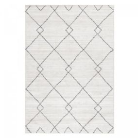 Tapis berbère tissé motifs ethno-chic NAXTAZ 8, écru, gris