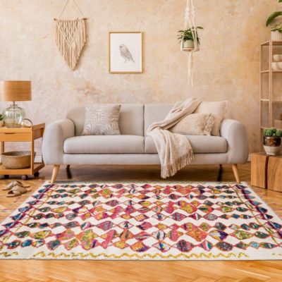 Tapis berbère tissé motifs tribaux BERBAL A, multicolore