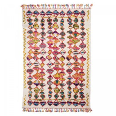 Tapis berbère tissé motifs tribaux LYN5 OURIKA A, multicolore