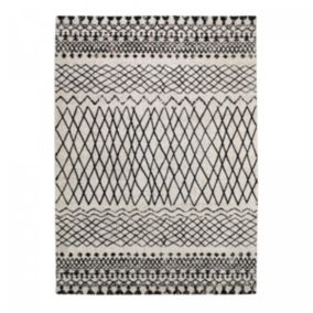 Tapis berbère tissé motifs tribaux MABAL, beige