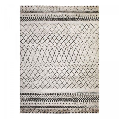 Tapis berbère tissé motifs tribaux MABAL, écru