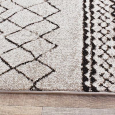 Tapis berbère tissé motifs tribaux MABAL, écru