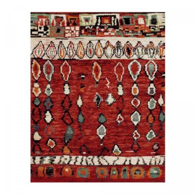 Tapis berbère tissé motifs tribaux MOROCO, rouge
