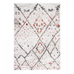 Tapis berbère tissé motifs tribaux MORYLA, crème