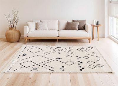 Tapis berbère à franges beige L.230 x l.160cm Balta