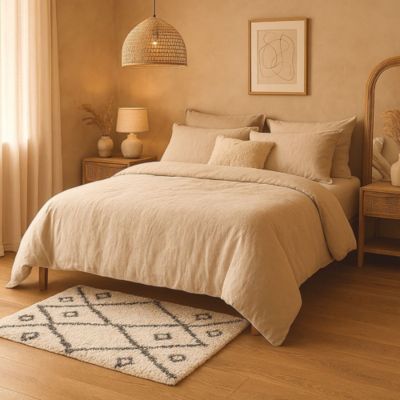 Tapis berbère motifs graphiques noirs L.110 x l. 60 cm Ornami Kamil