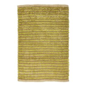 Tapis bi-texture beige et anis 60x90