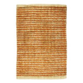 Tapis bi-texture beige et orange 60x90