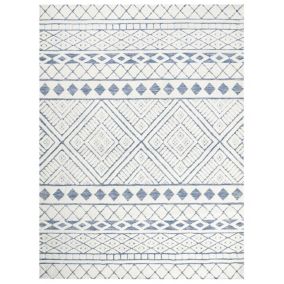 Tapis blanc et bleu 200 x 400 cm MARGAND