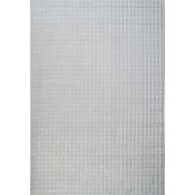 Tapis blanc extra-doux à relief damier 120x170