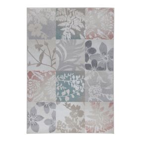 Tapis blanc floral intérieur contemporain rectangle Kilkenny 170x120 CM - Blanc