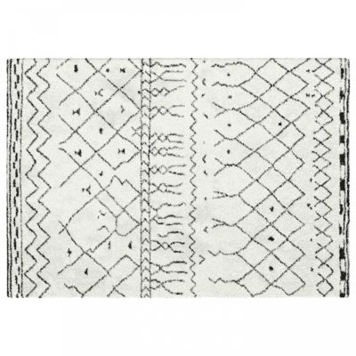 Tapis blanc à poils longs en polypropylène 160 x 230 cm  Oviala