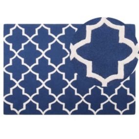 Tapis bleu en laine et en coton 140 x 200 cm SILVAN