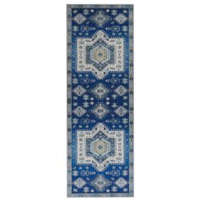 Tapis bleu et beige 70 x 200 cm PARVAKADLI