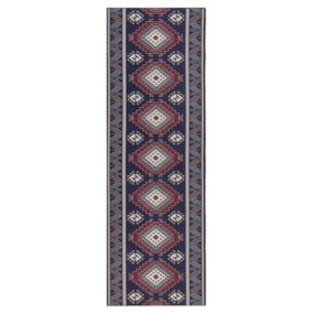 Tapis bleu et rouge 80 x 240 cm KANGAL