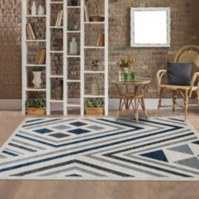 tapis chambre 120x160 tissé noir et gris rectangle motif ethnique SOLGA A