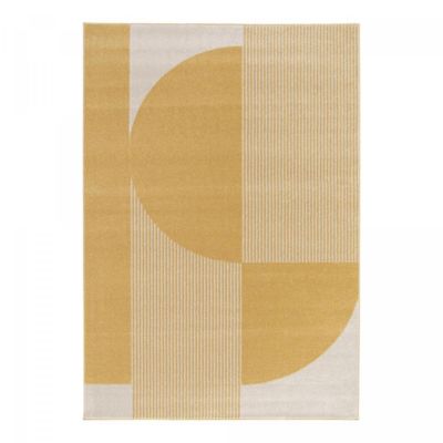 tapis chambre 120x170 tissé beige et jaune rectangle motif géométrique CONTUNI