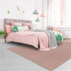 tapis chambre 140x200 tissé rose rectangle motif uni SOULA