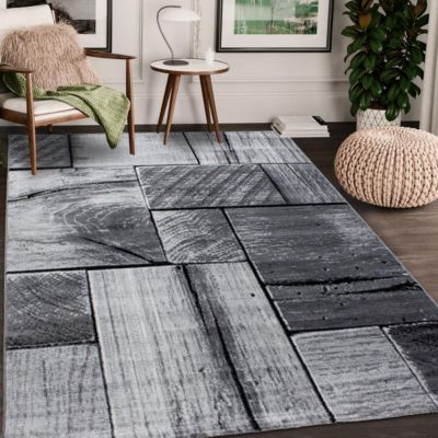 tapis chambre 160x230 tissé gris clair et gris foncé rectangle motif géométrique