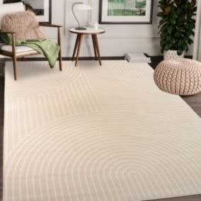 tapis chambre 80x150 tissé beige rectangle motif géométrique ARCROL