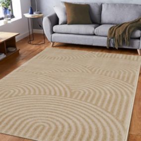 tapis chambre 80x150 tissé beige rectangle motif géométrique CEROTEA