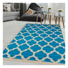 tapis chambre 80x150 tissé bleu rectangle motif géométrique AF1 STYLE