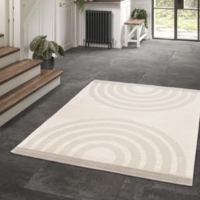 tapis chambre 80x150 tissé crème rectangle motif géométrique RIVIERA 4