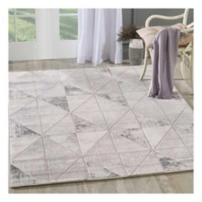 tapis chambre 80x150 tissé gris clair rectangle motif géométrique VOLITRO