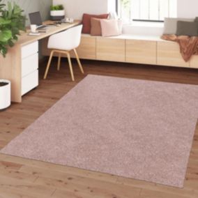 tapis chambre 80x150 tissé rose rectangle motif uni ALEGRIA