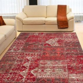 tapis chambre 80x150 tissé rougerectangle motif ethnique AF1WORKYPATCH